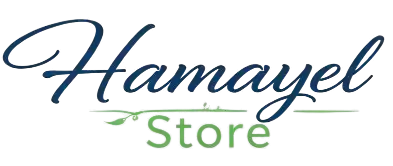 The logo for Hamayel Store, featuring the brand name 'Hamayel' in a dark navy blue cursive script with a leaf accent and 'Store' in green sans-serif text below, set against a solid white background.