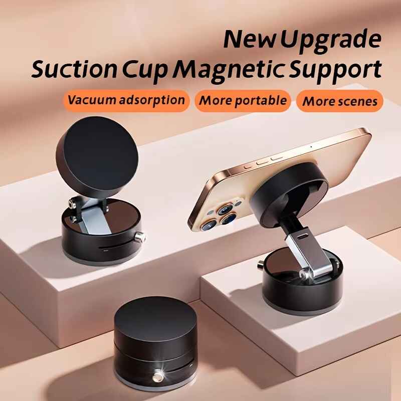 New upgrade suction cup magnetic support with phone holder on a beige background